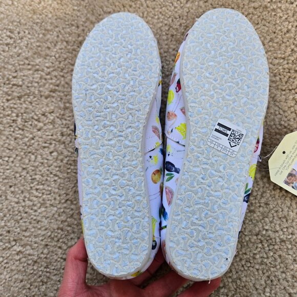 NWT TOMS Parrot Birds White Canvas Print Size 7 - Picture 5 of 9